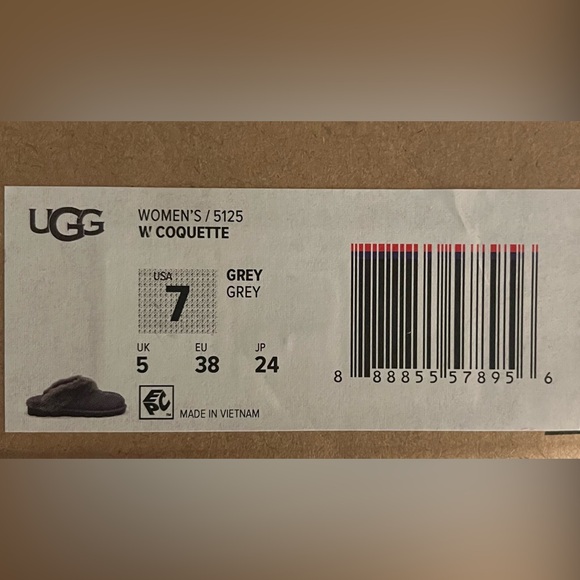 UGG COQUETTE SLIPPERS, Woman’s Size: 7, Grey BRAND NEW IN THE BOX - Picture 8 of 8